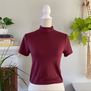 Forever 21 burgundy turtle neck crop top L